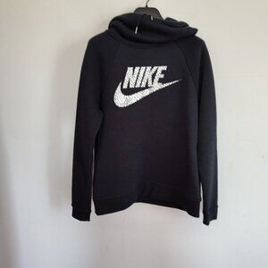 Ladies SZ S Nike Black Funnel Neck Logo Hoodie